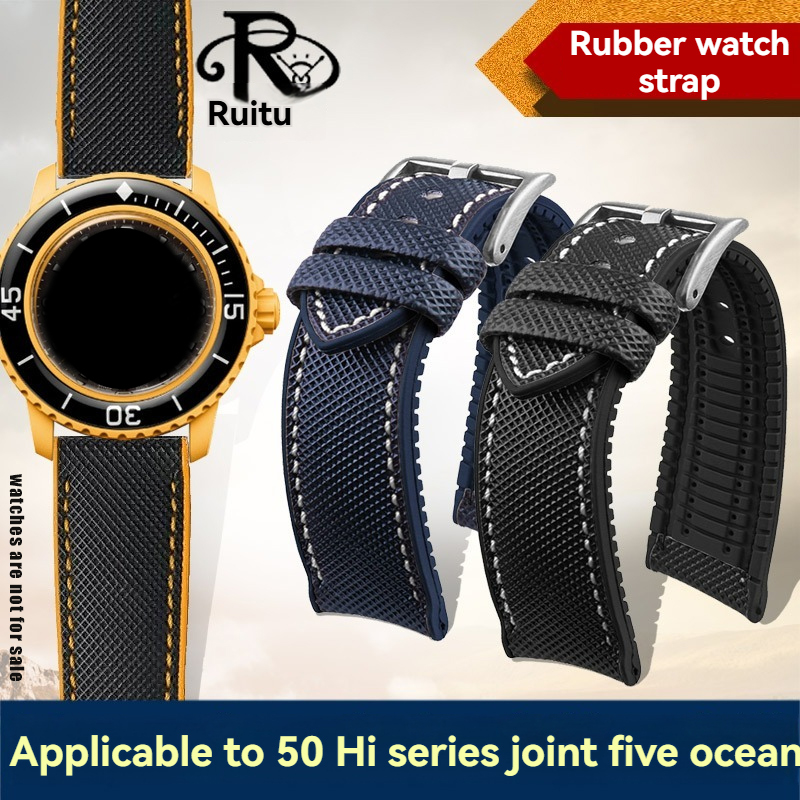 Fragance X - 22mm blue fluoro rubber Watchband For